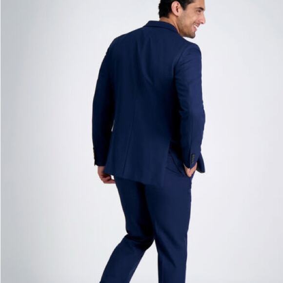 NWT Haggar Slim Fit Active Series™ Herringbone Suit Jacket Navy Blue 42 Long - Picture 4 of 9